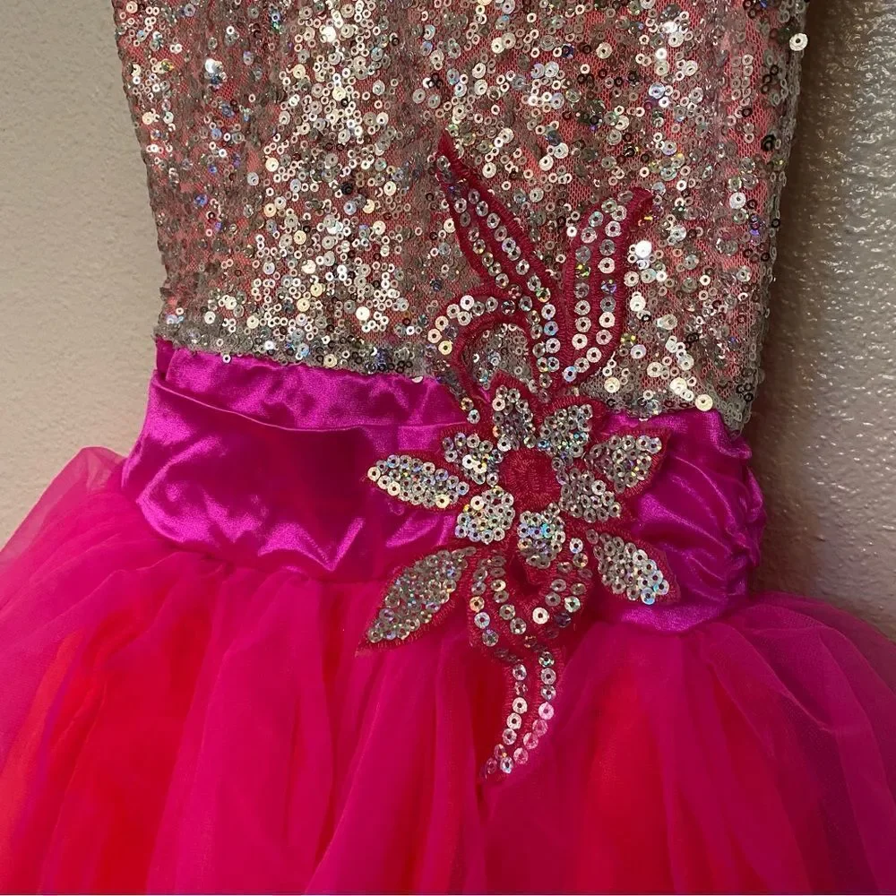 WEISSMAN Dance Costume tutu dress hot pink Girls Just Wanna Have Fun 9142 AS